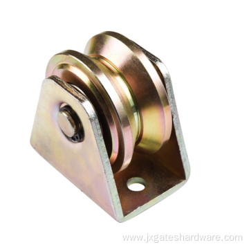 double bearings Y-groove gate metal wheel with bracket